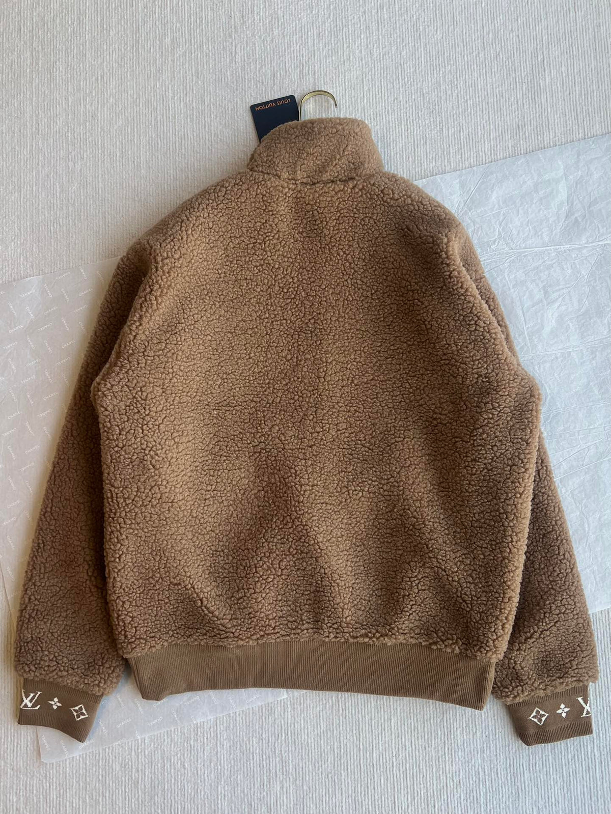 LV 25 Sstand-up Collar Jacket Brown Lambswool Polyester 306760