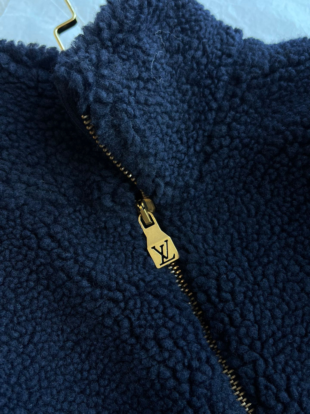 LV 25 Sstand-up Collar Jacket Navy Blue Lambswool Polyester 306749