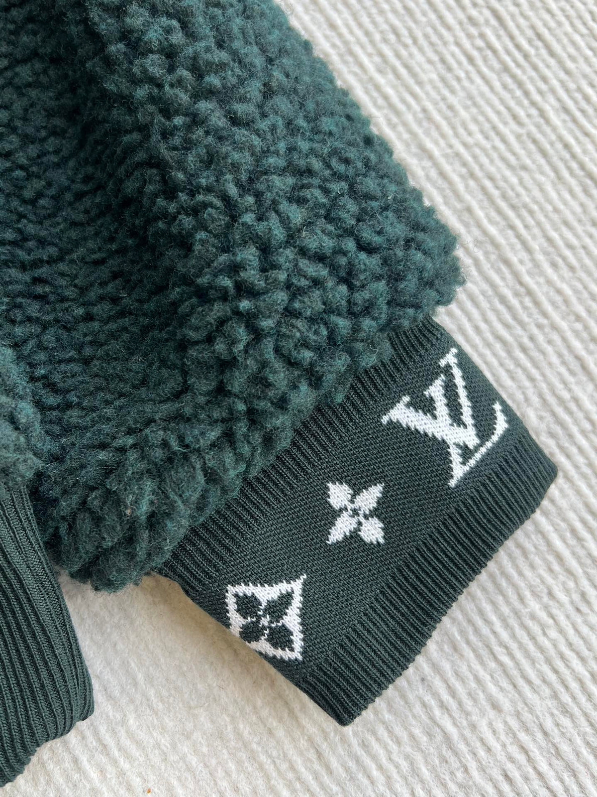 LV 25 Sstand-up Collar Jacket Dark Green Lambswool Polyester 306770