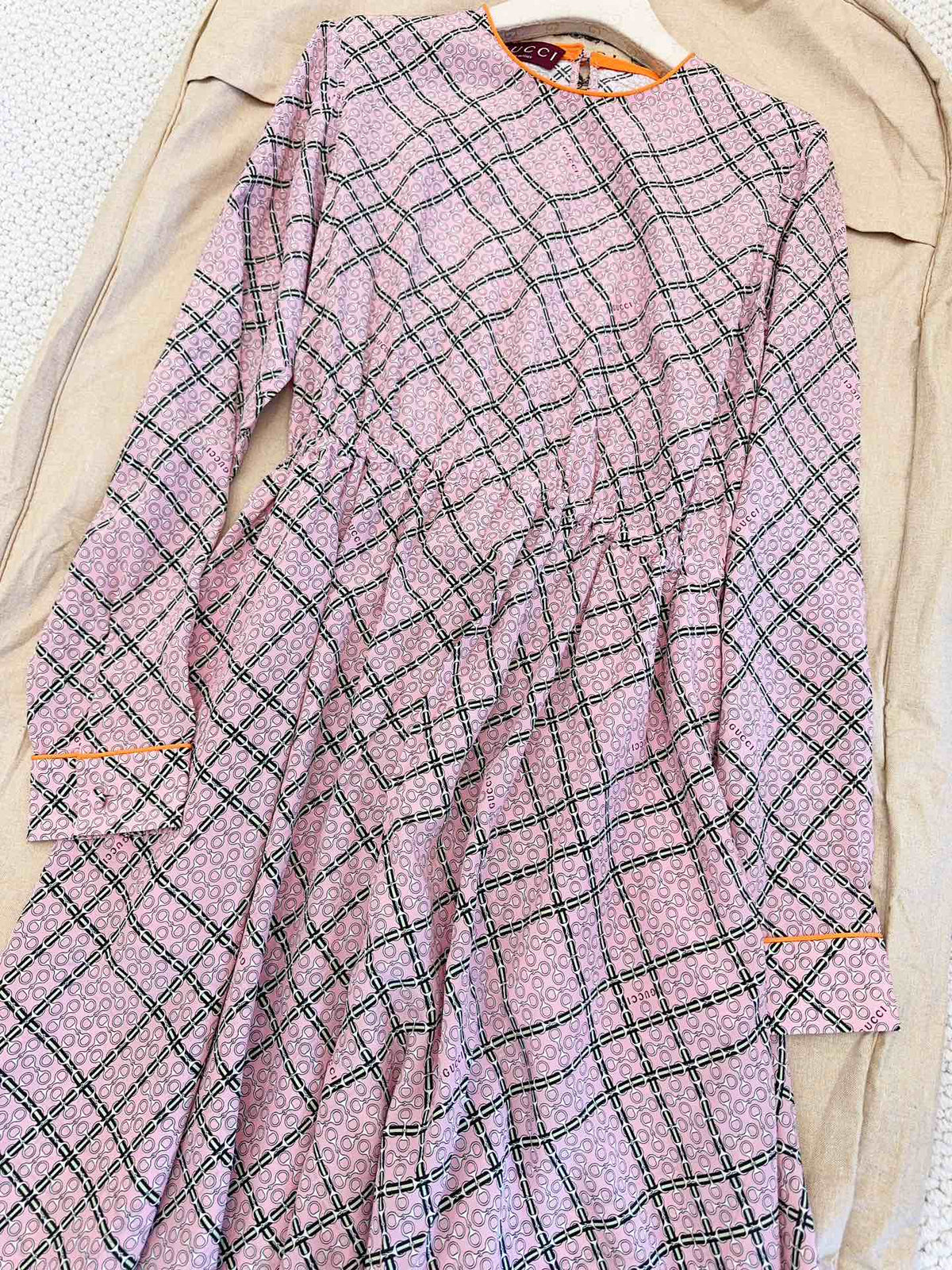 Gucci 25 Printed Dress Pink Silk