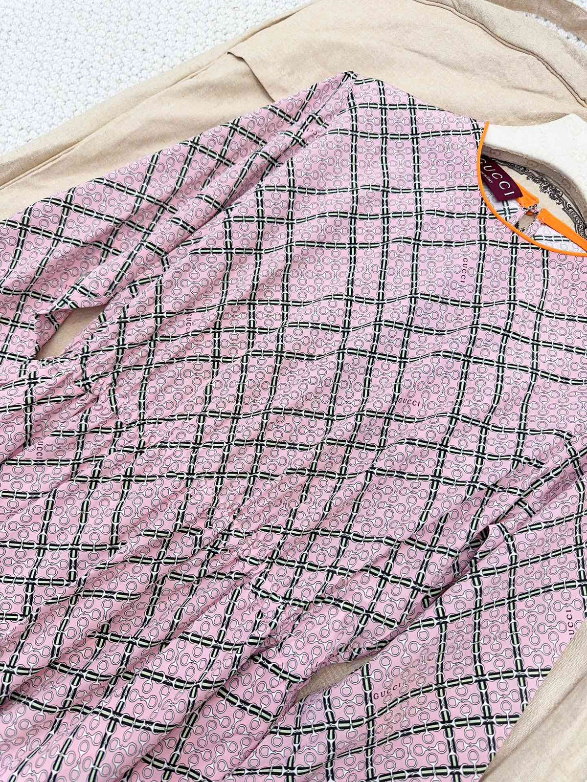 Gucci 25 Printed Dress Pink Silk