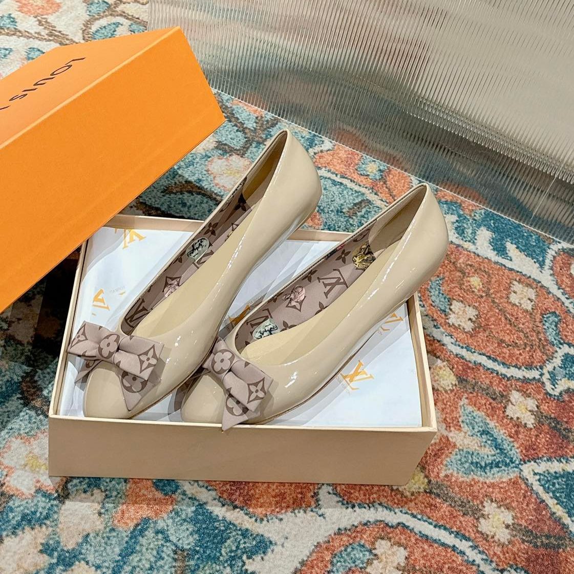 LV Popi Flat Ballerina Beige Cowhide