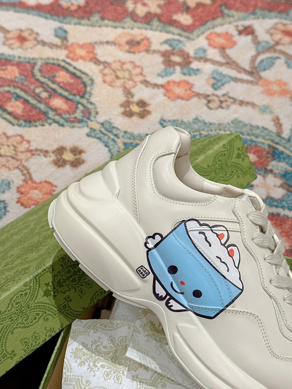 Gucci 2026 Rhyton Sneakers Ivory Cowhide With Shiba Dog Motif 988872