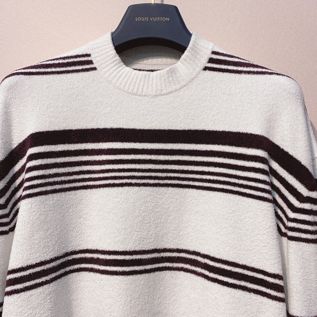 LV 25 Sweater White With Black Stripes Viscose 305591
