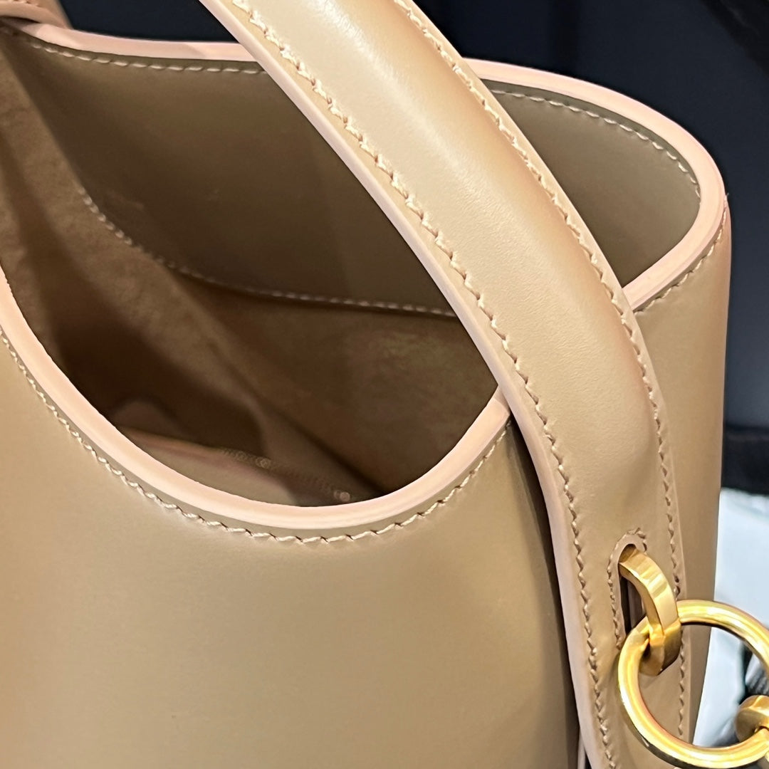 YSL Bucket Bag 20 Taupe Calfskin Leather