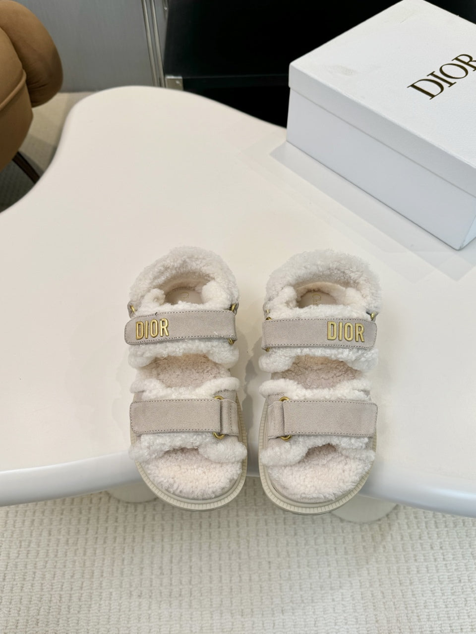 CD Dioract Sandal Light Gray Suede Wool 529376