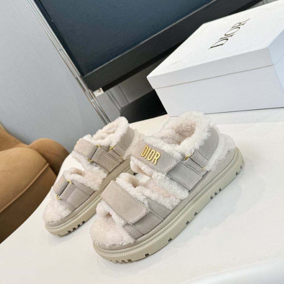CD Dioract Sandal Light Gray Suede Wool 529376