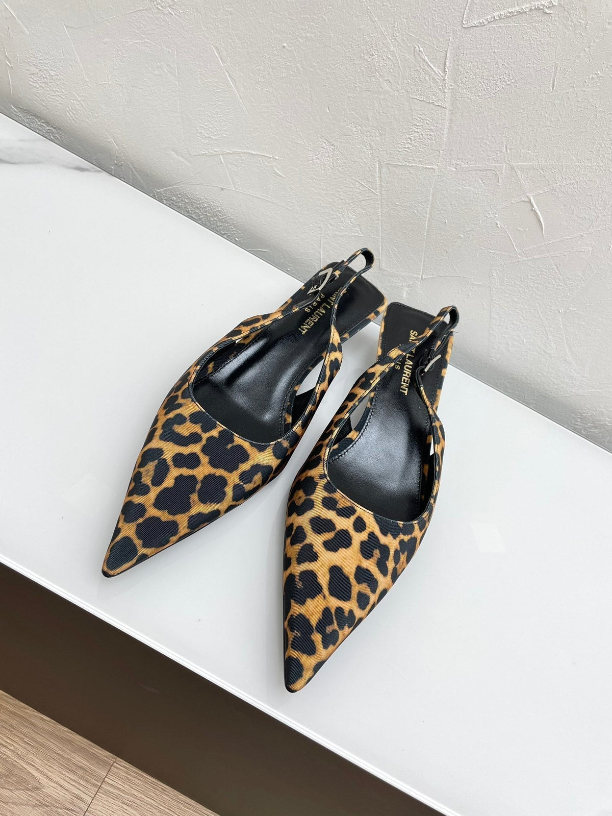 CHERISH SLINGBACK PUMPS 35 IN LEOPARD GROSGRAIN