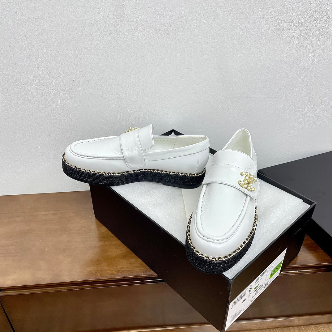 PLATFORM LOAFERS WHITE CALFSKIN