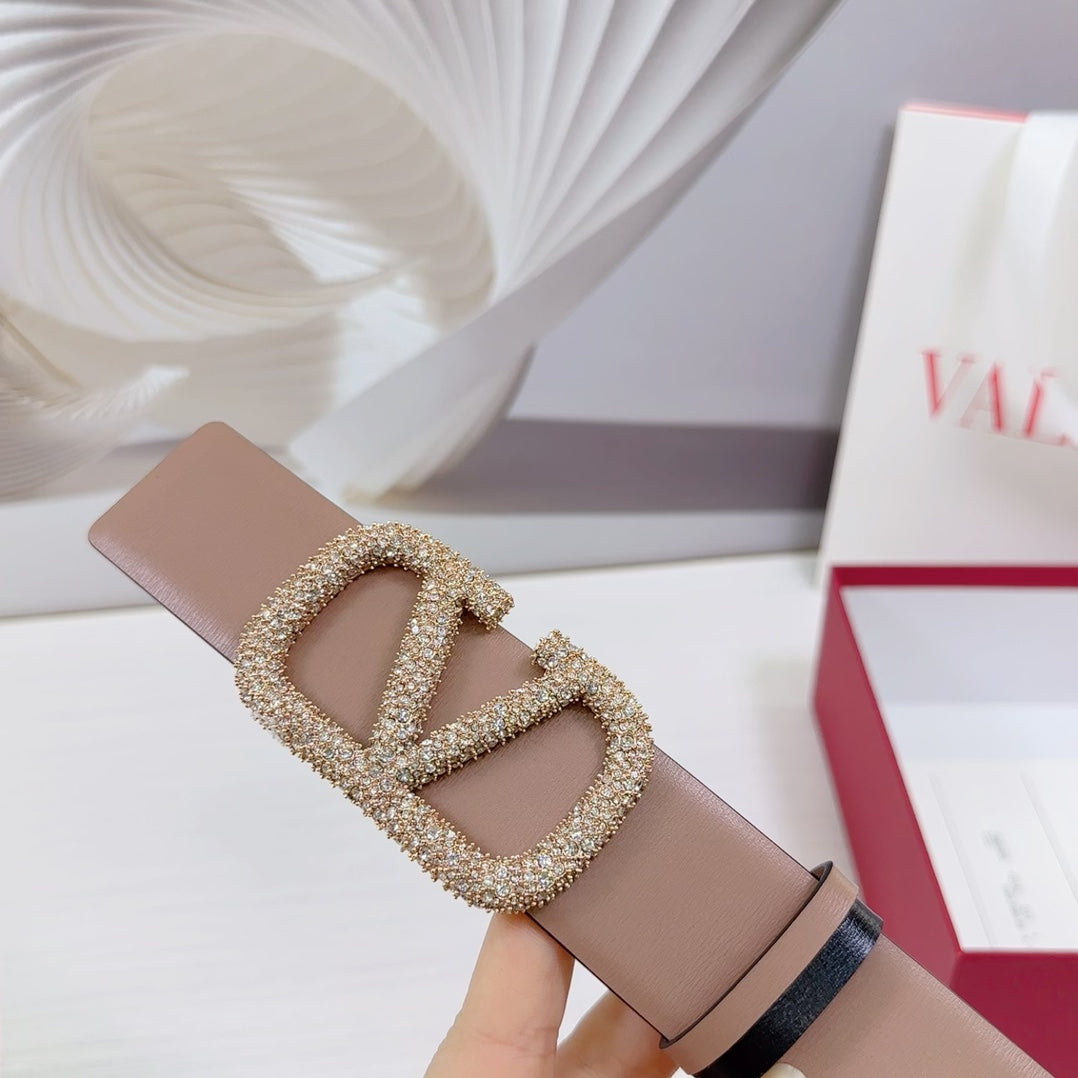 VLOGO SIGNATURE REVERSIBLE BELT 40MM ROSE BLACK GOLD CALFSKIN LIGHT GOLD BUCKLE