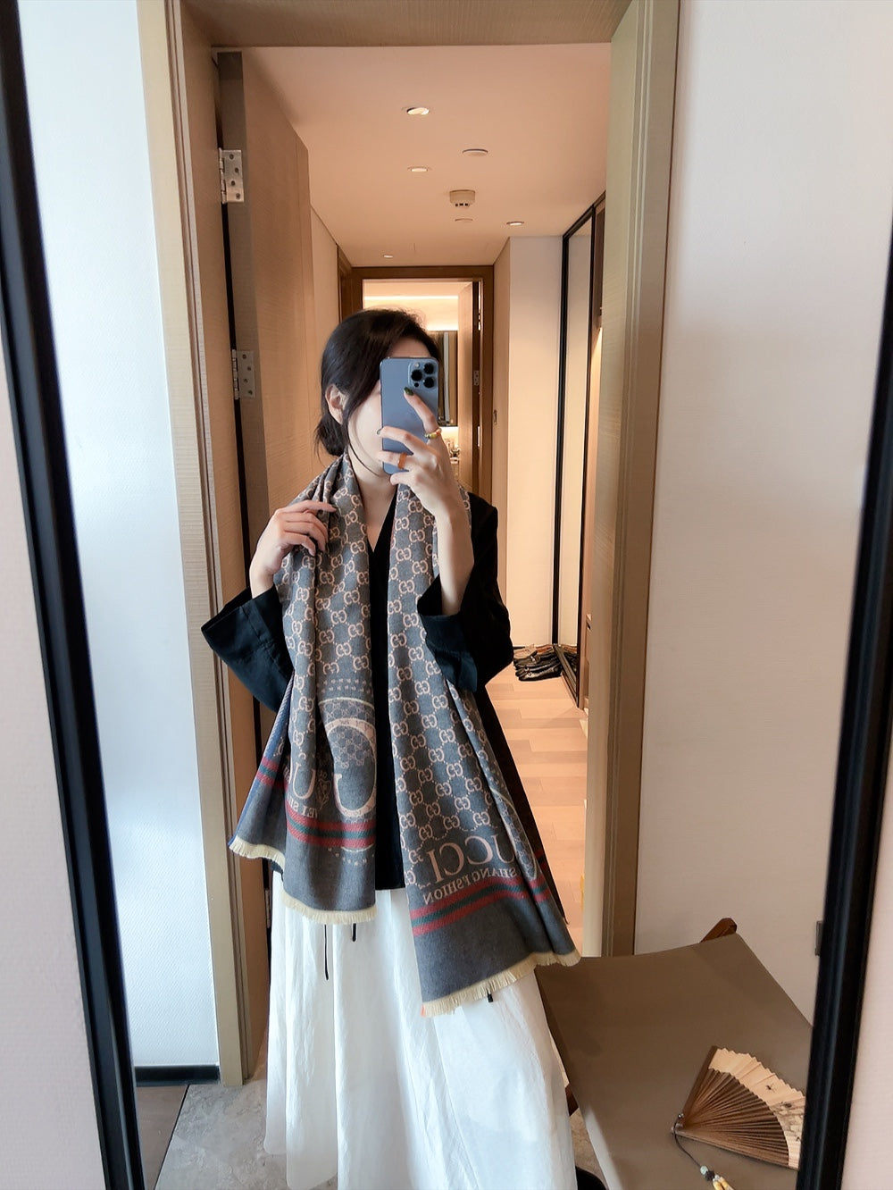 GG Jacquard 180CM Black Cashmere Pattern