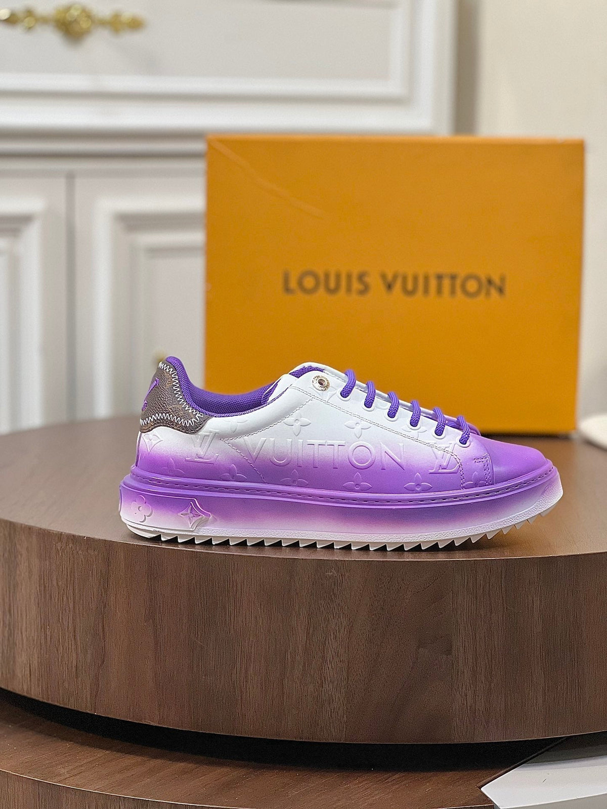 LV TIME OUT SNEAKER PURPLE MIX WHITE CALFSKIN