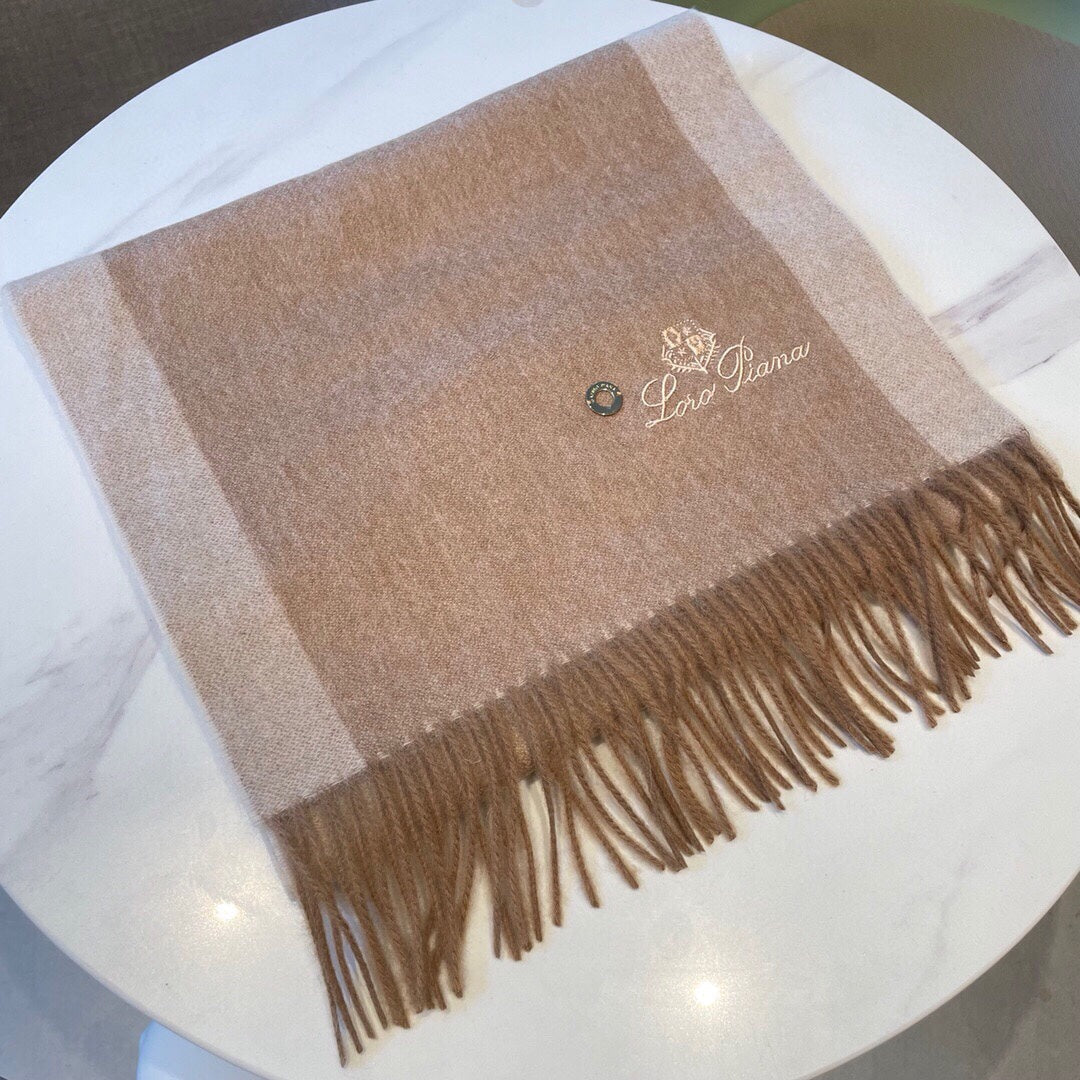 LP Grande Unita Scarf 180 CM In Dark Beige Mix Light Beige Cashmere 193785