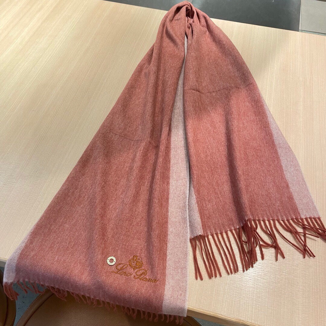 LP Grande Unita Scarf 180 CM In Coral Pink Mix Light Pink Cashmere 193786
