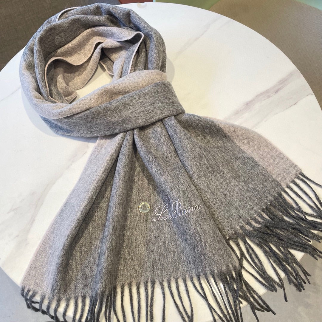 LP Grande Unita Scarf 180 CM In Dark Grey Mix Light Grey Cashmere  208871