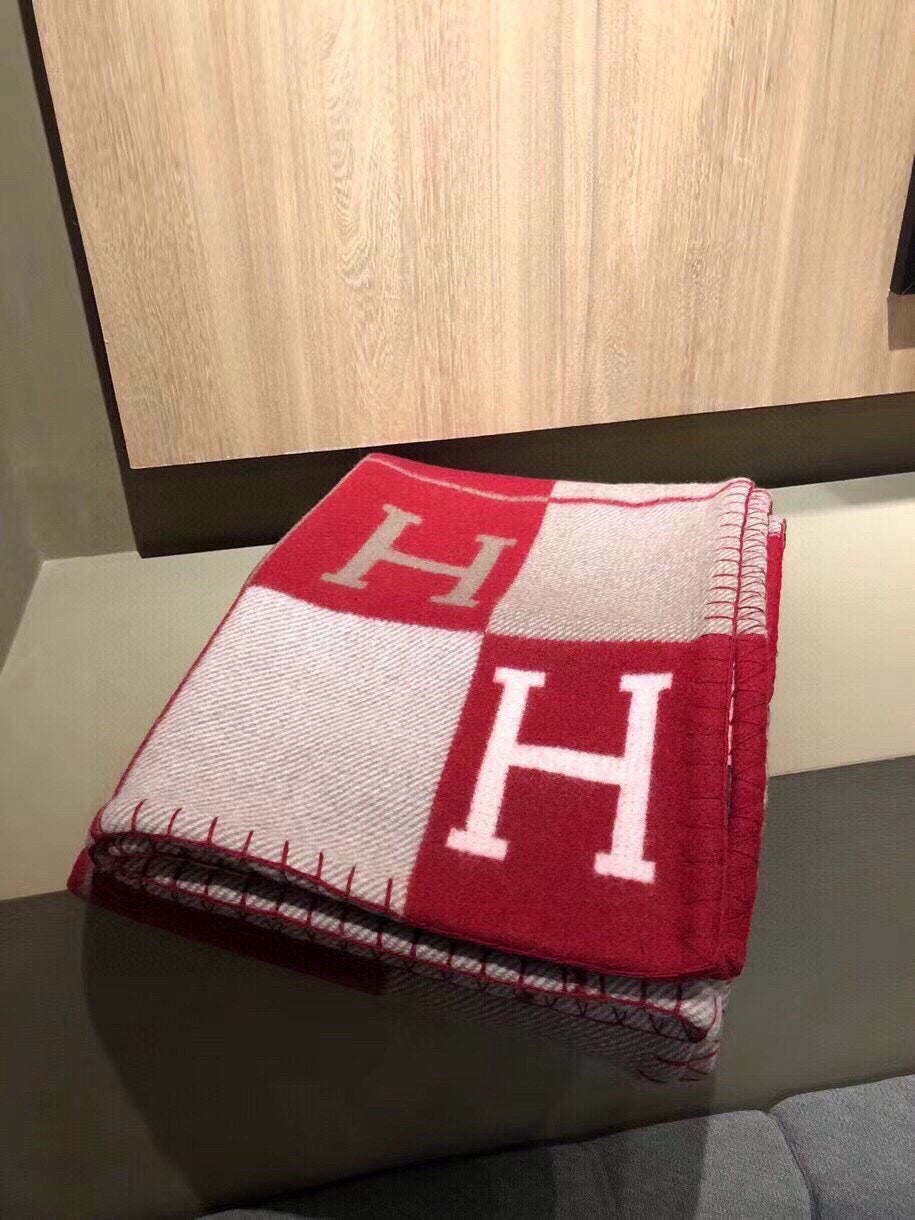 HM Blanket Red White Wool Cashmere