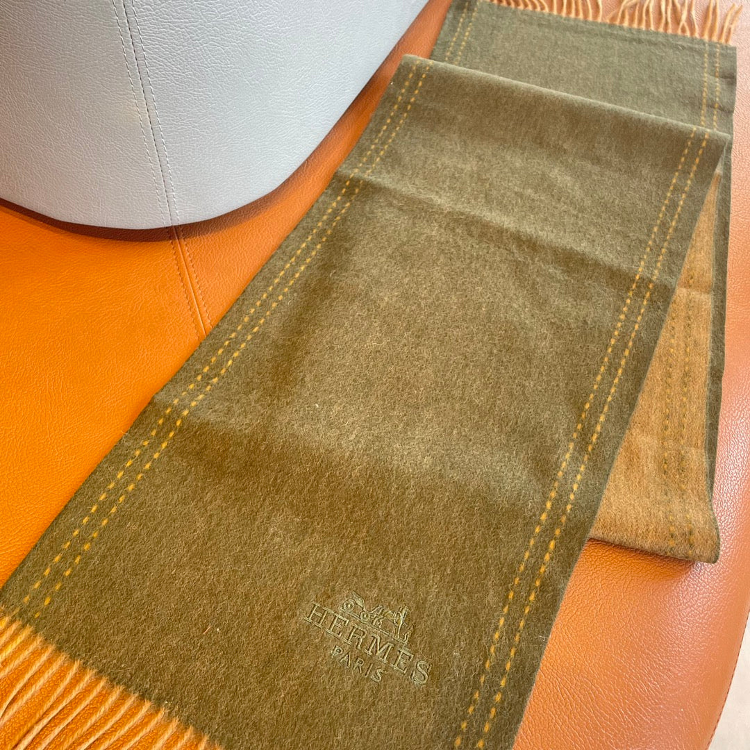 SCARF 180CM OLIVE GREEN CASHMERE