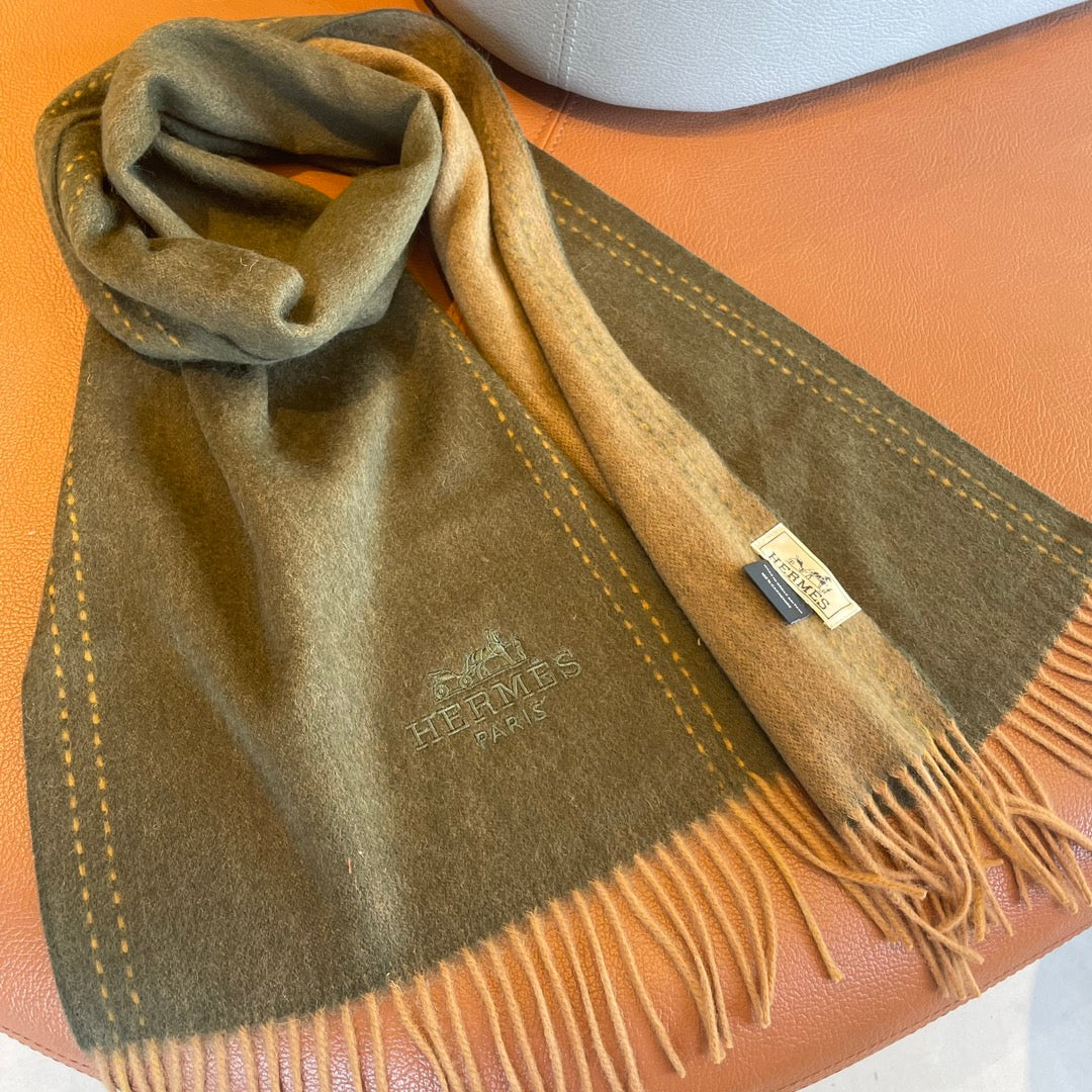 SCARF 180CM OLIVE GREEN CASHMERE