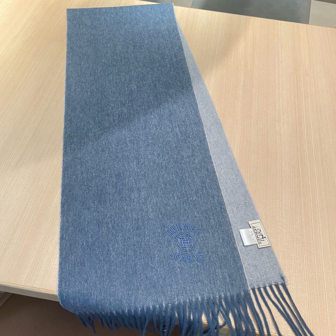 RECTO-VERSO MUFFLER 190 AEGEAN BLUE CASHMERE