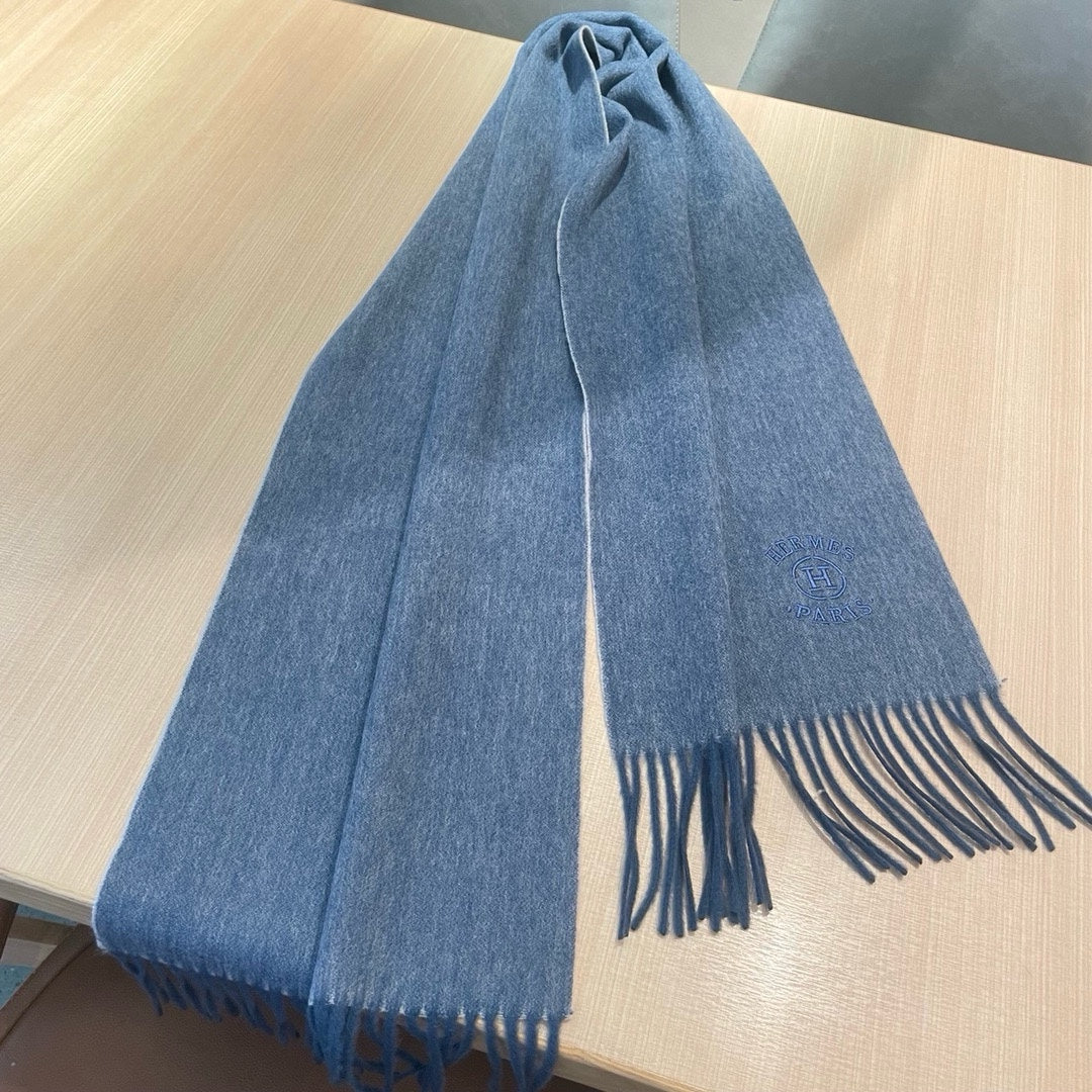 RECTO-VERSO MUFFLER 190 AEGEAN BLUE CASHMERE