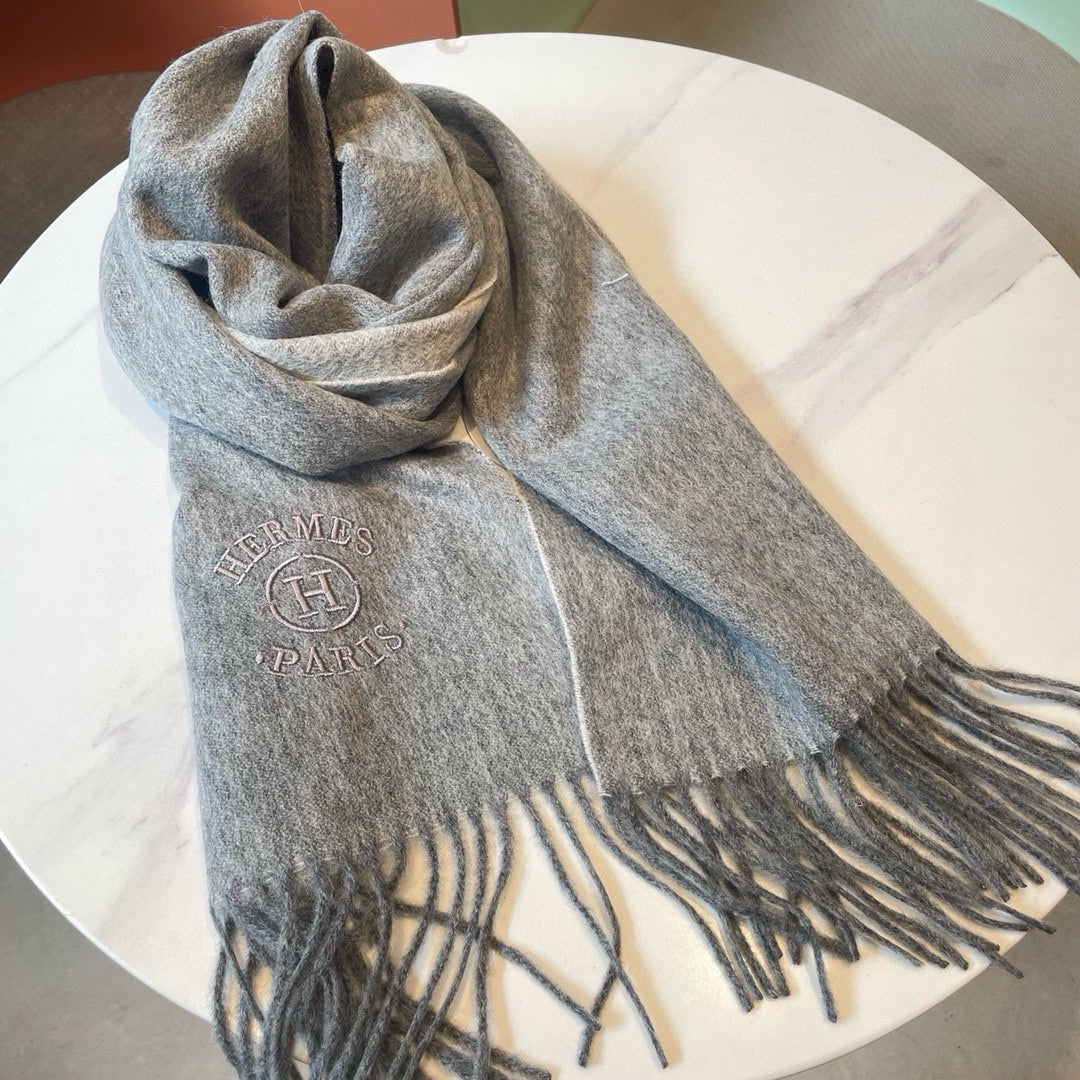 RECTO-VERSO MUFFLER 190 DOVE GREY CASHMERE