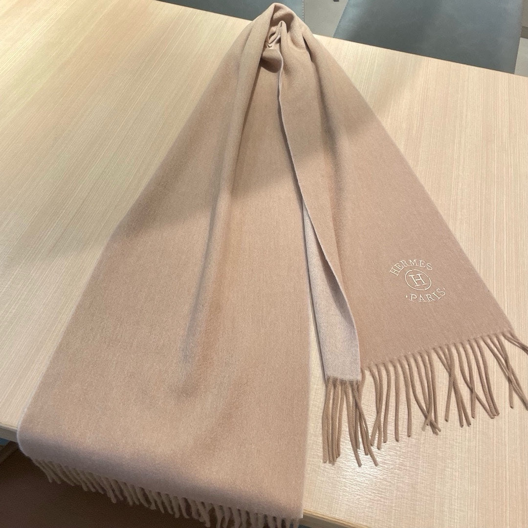 RECTO-VERSO MUFFLER 190 TAN BROWN CASHMERE