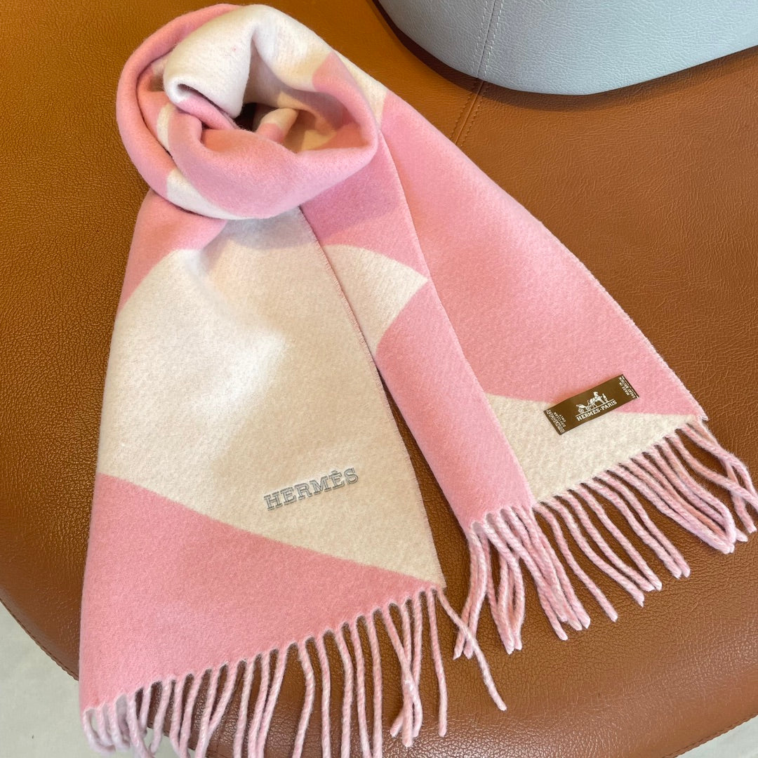 SCARF 150 CM IN BABY PINK MIX WHITE CASHMERE