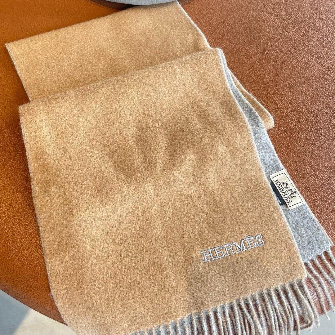 Scarf 180 CM In Beige Mix Grey Cashmere