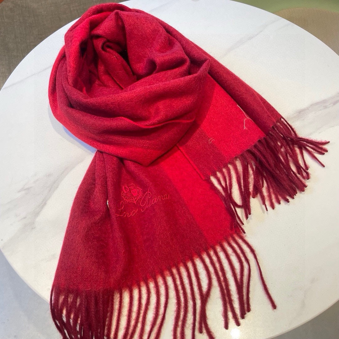 LP Grande Unita Scarf 180 CM In Crimson Mixed With Bright Red Cashmere 424621