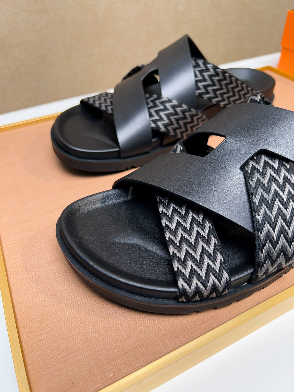 HM Men's Kazimir Sandals Black Calfskin 735744