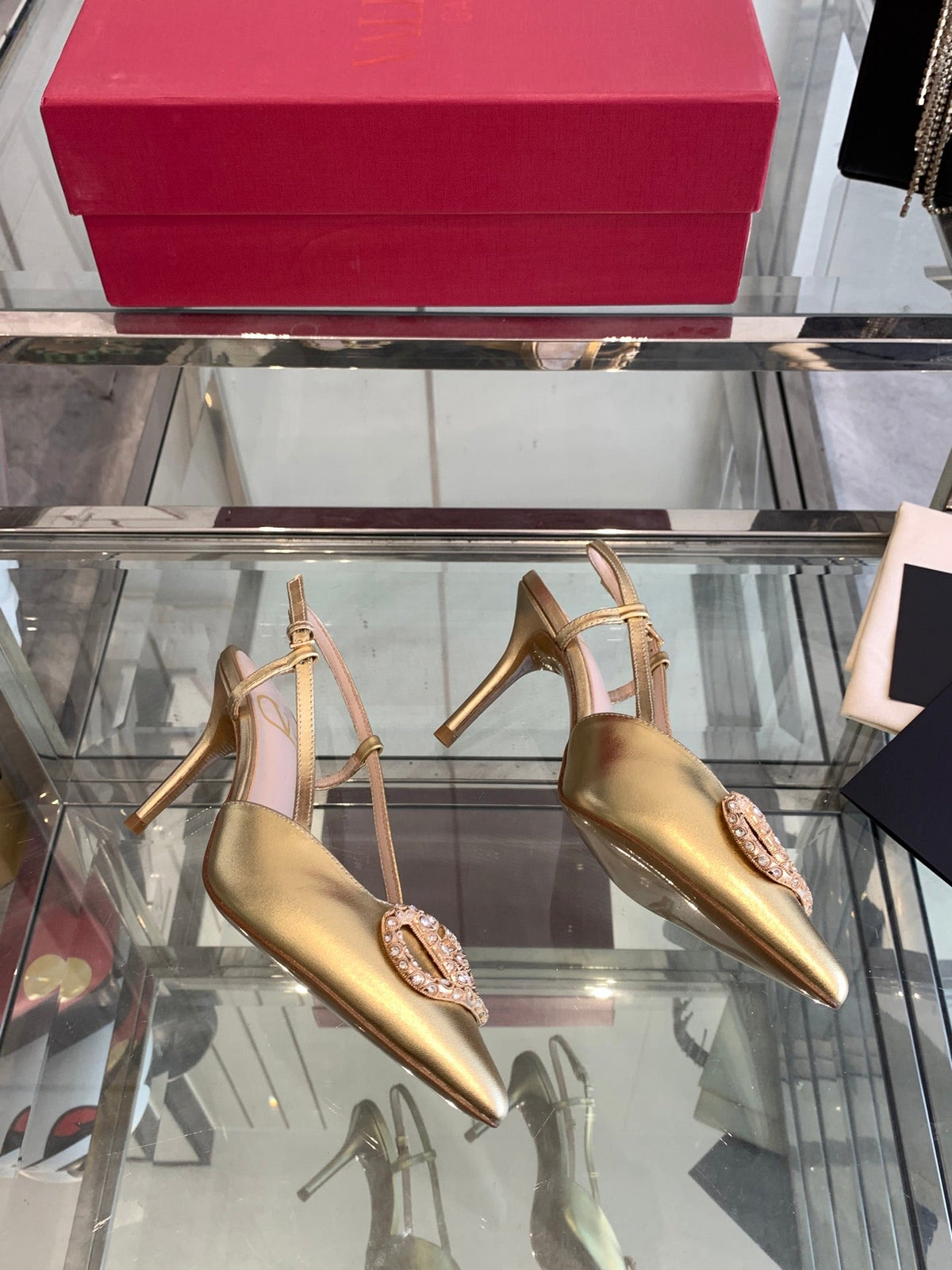 VT 25 High Heels Slingbacks Gold Cowhide 292345