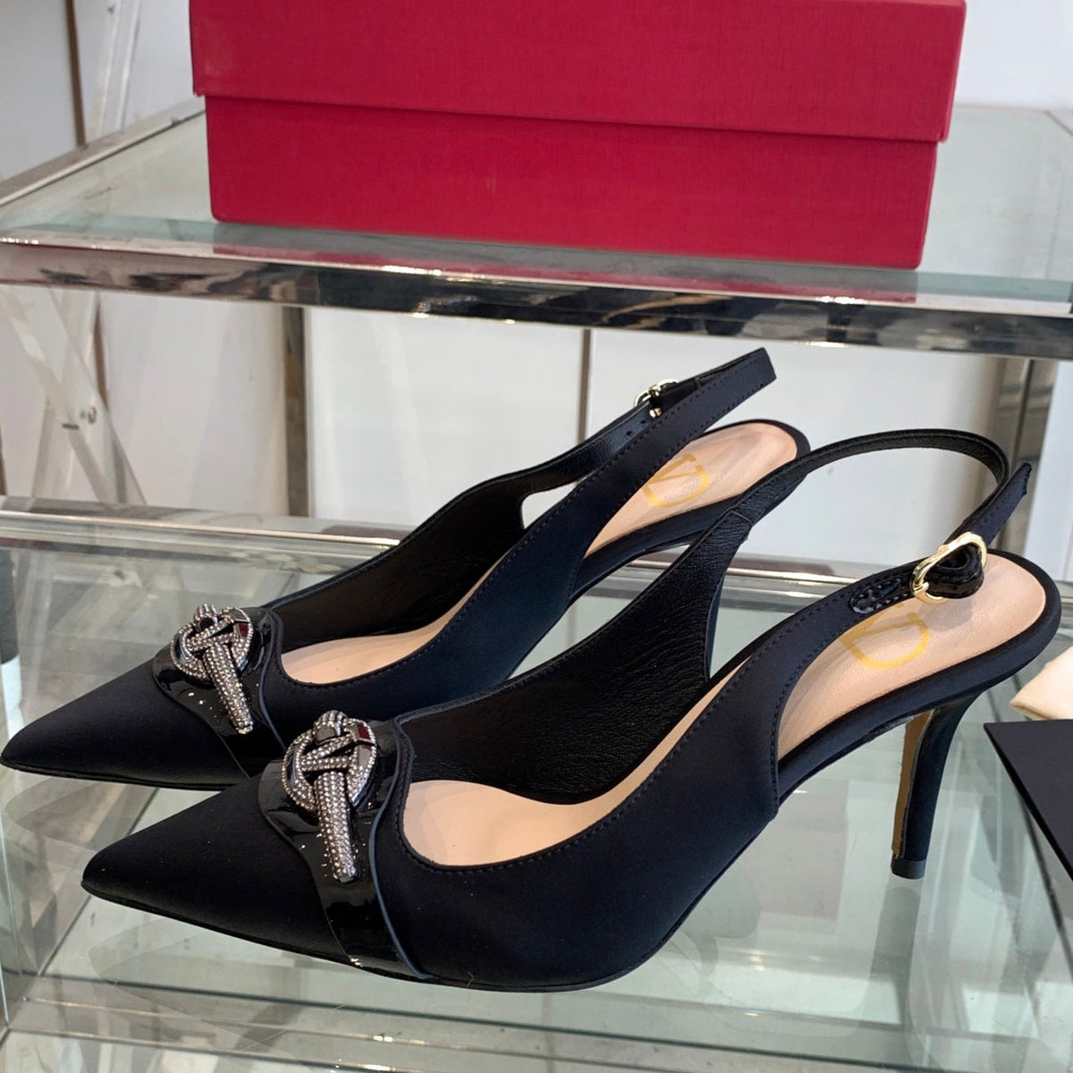VT 25 High Heels Slingbacks Black Cowhide 292352