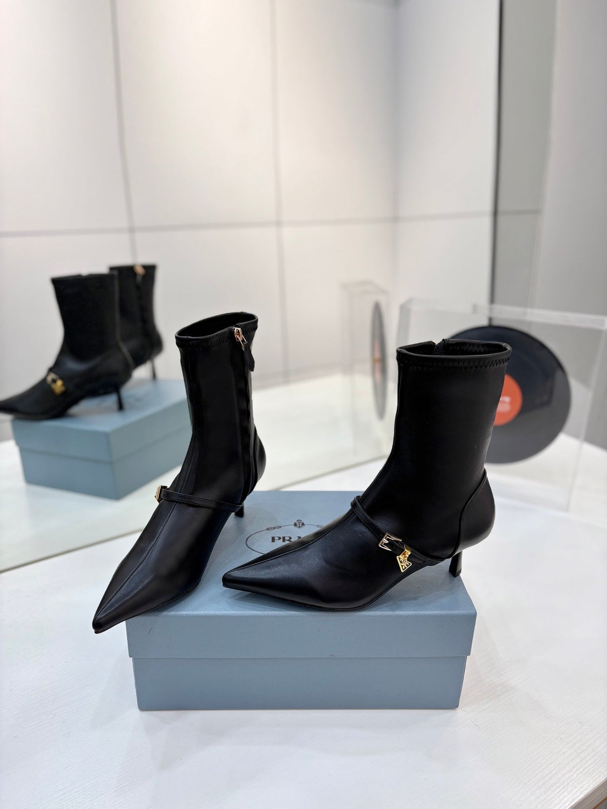Prada 2026 Pointed Toe Boots 55mm Sheepskin 166180