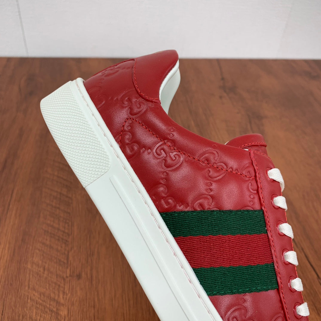 GG Men's ACE Sneaker Red Calfskin 537020