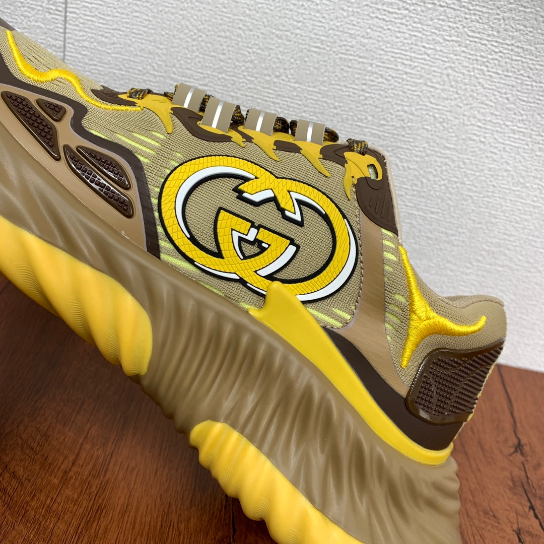 GG Men's Ripple Sneaker Brown Yellow Mesh 536992