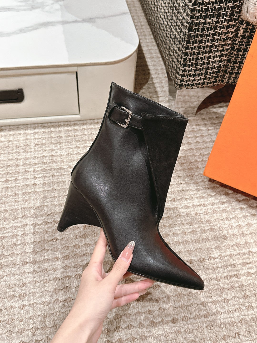 HM Ankle Boots 60mm Black Calfskin And Suede  972382