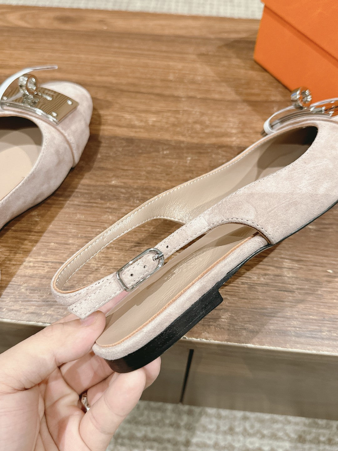 Innocente Slingback Pale Peach Suede Goatskin