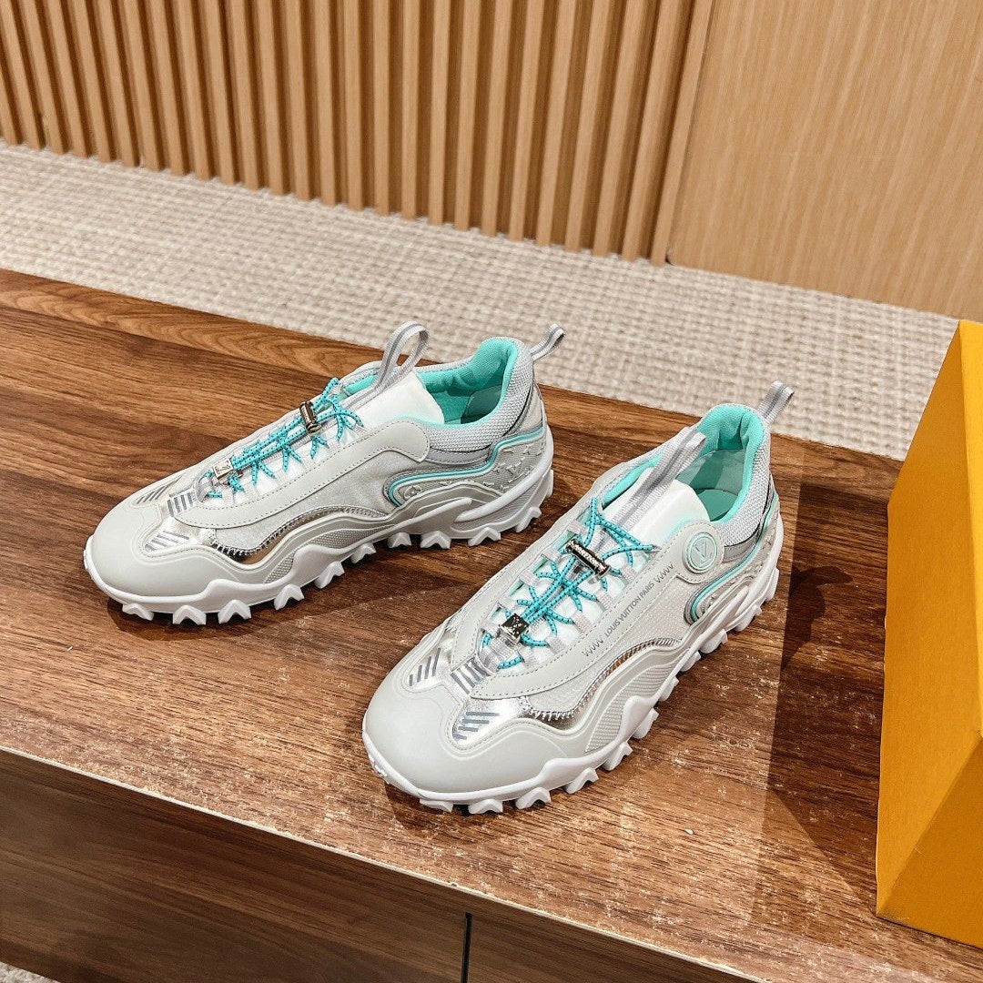 LV Rush Sneaker White Mix Green Cowhide