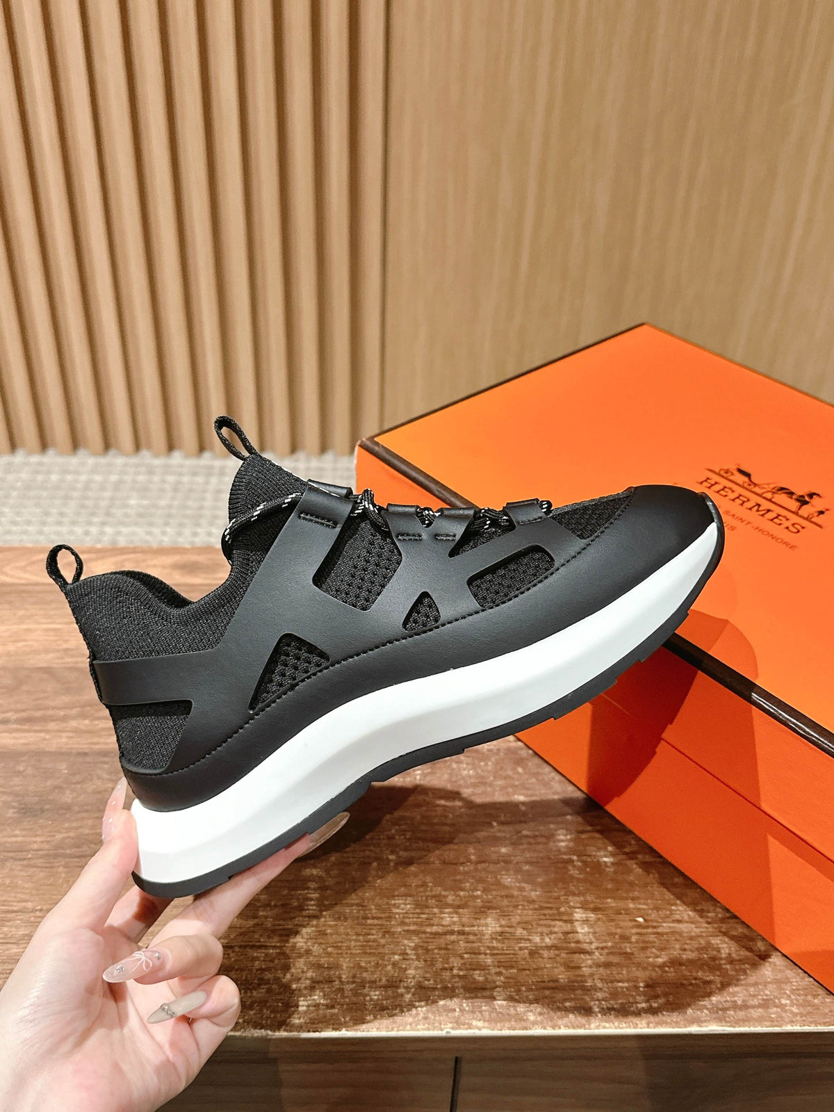 HM Katana Sneaker Black Calfskin 317599