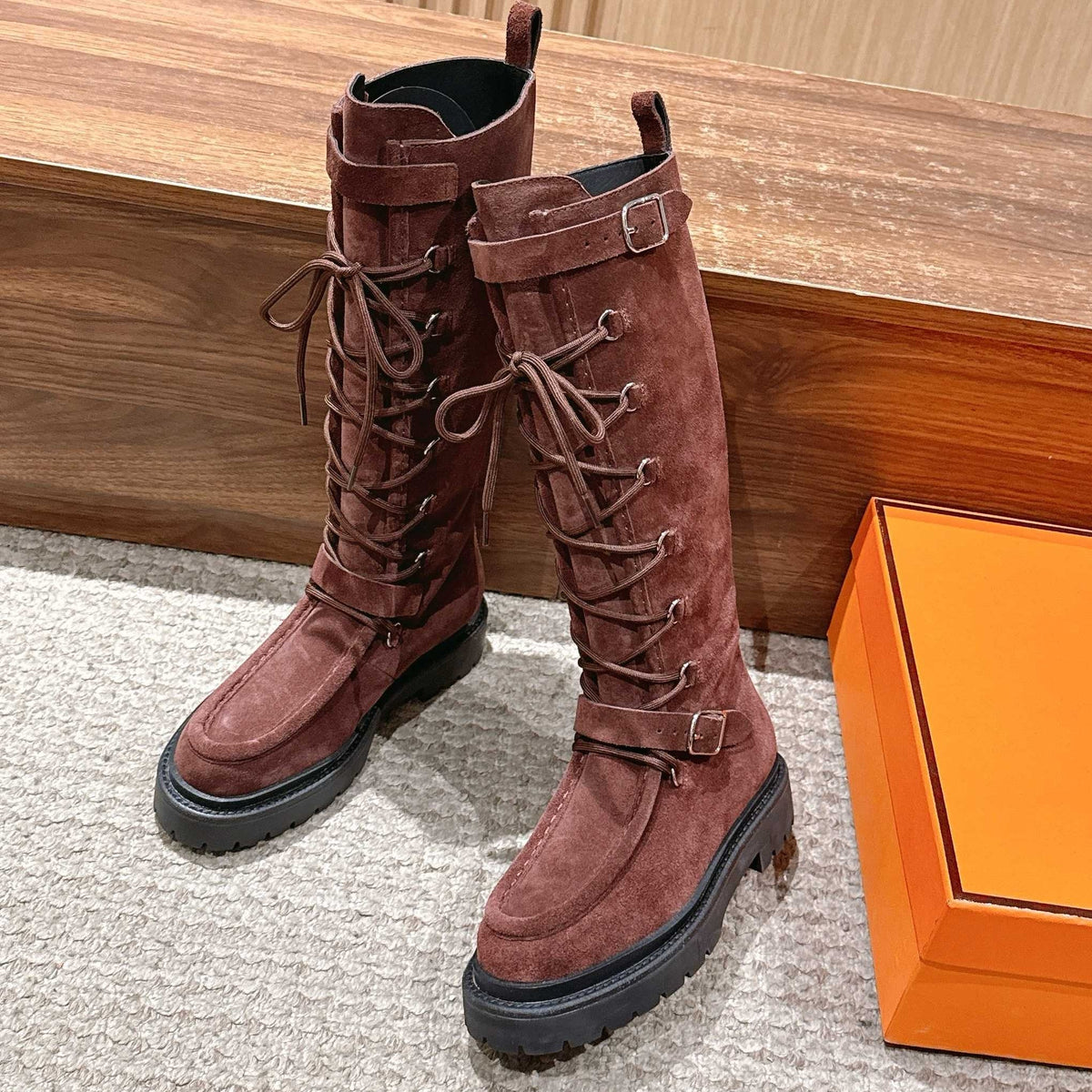 HM 25 High Boots Chocolate Brown Suede 512533
