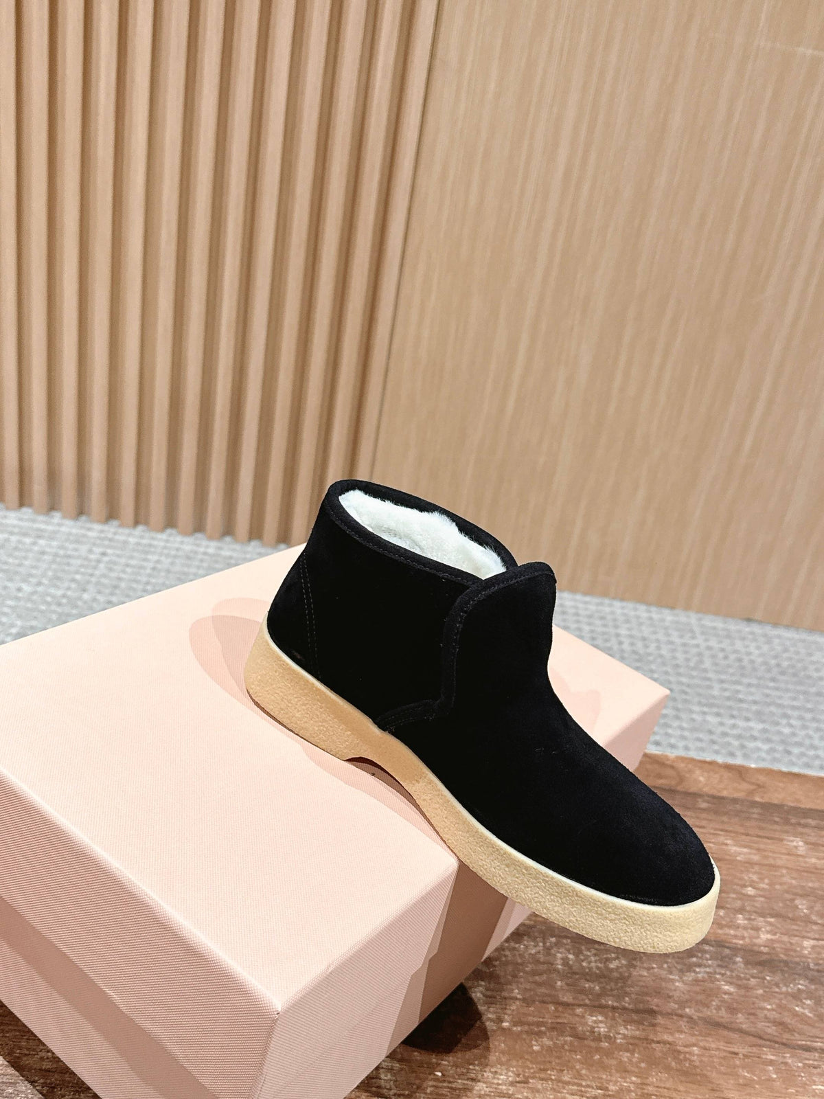 Miumiu 25 Slip-on Boot Black Mix White Suede Wool 553704