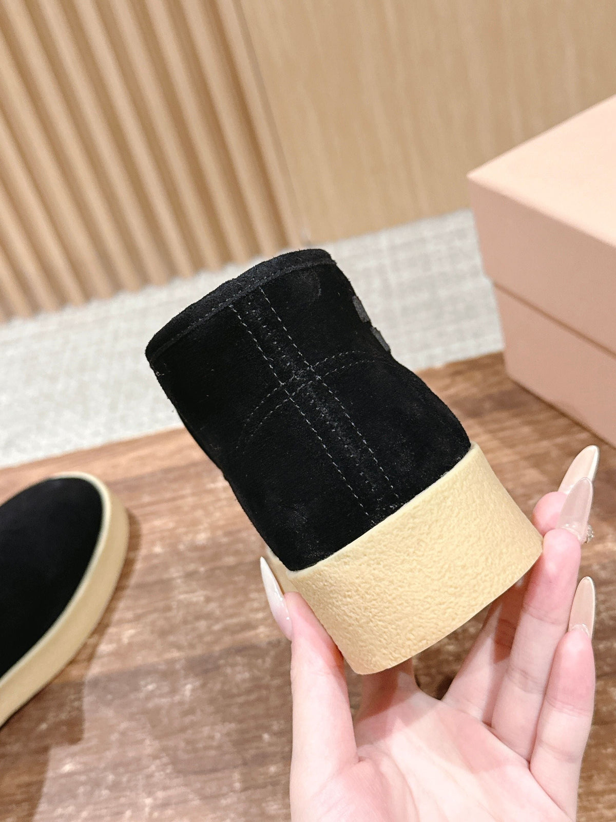 Miumiu 25 Slip-on Boot Black Mix White Suede Wool 553704