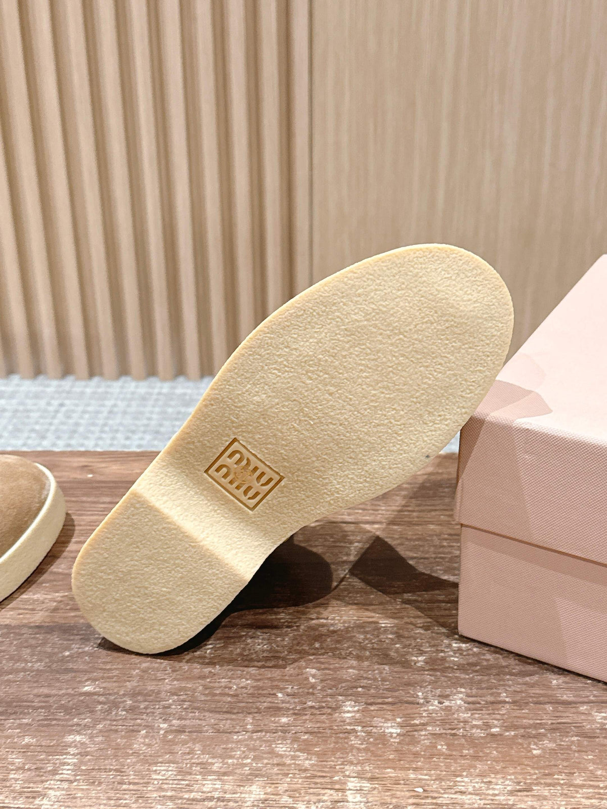 Miumiu 25 Slip-on Boot Light Brown Mix White Suede Wool 553706