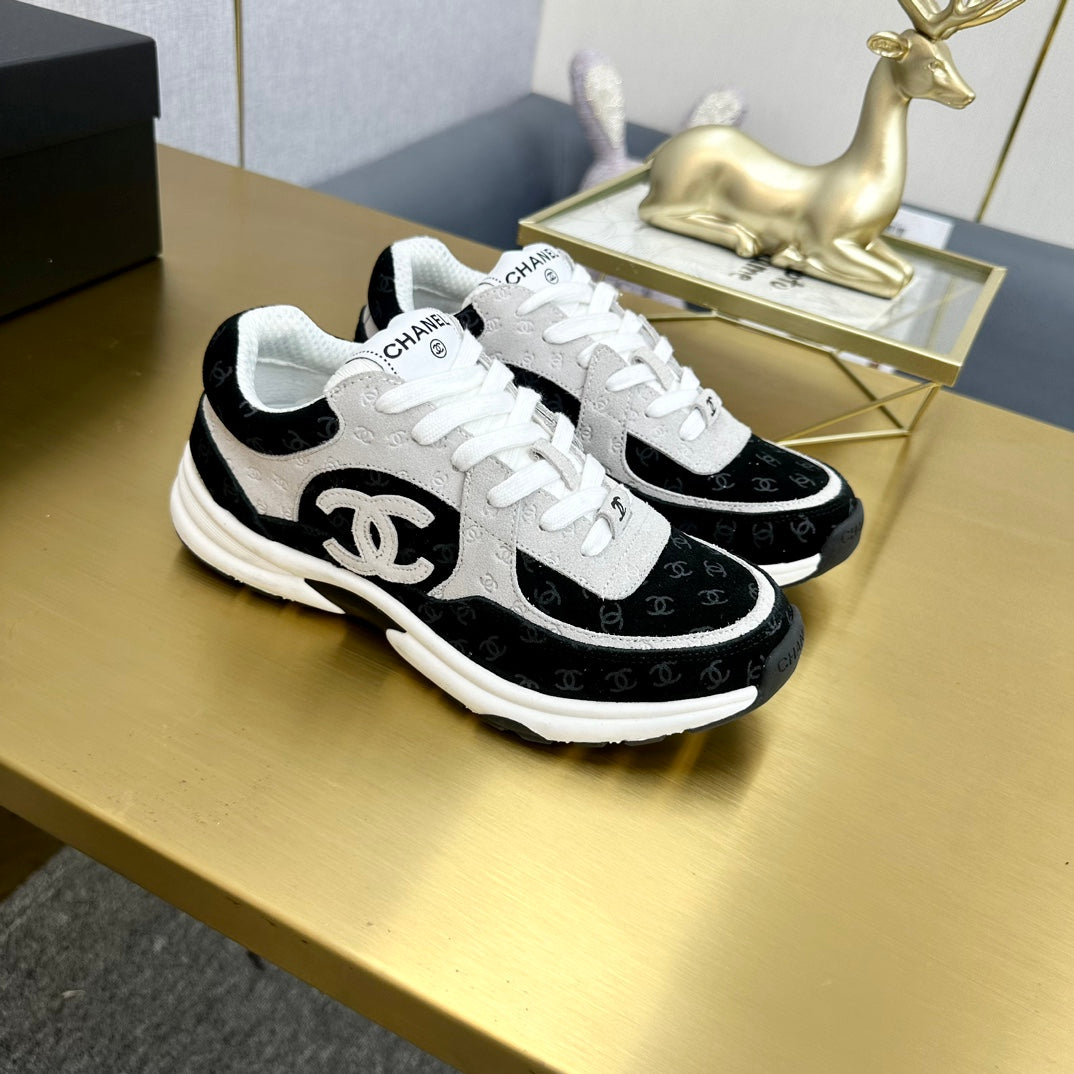 CC 2026 Casual Sneakers Black White Monogram Suede 668047