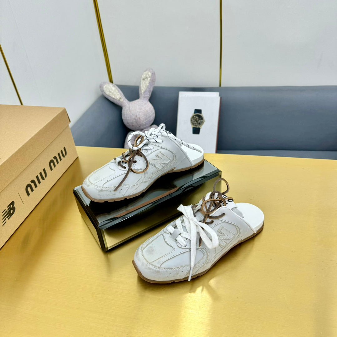 Miu x NB 530 SL Mules White Leather 855113