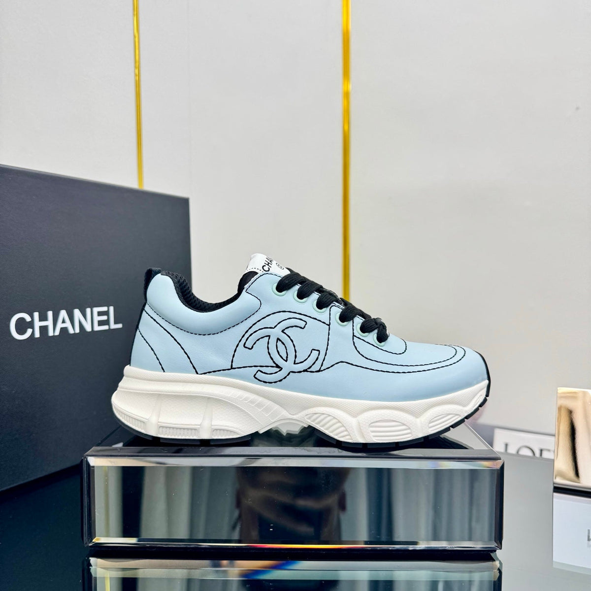CC Sneaker Sky Blue with Logo Cowhide 238619