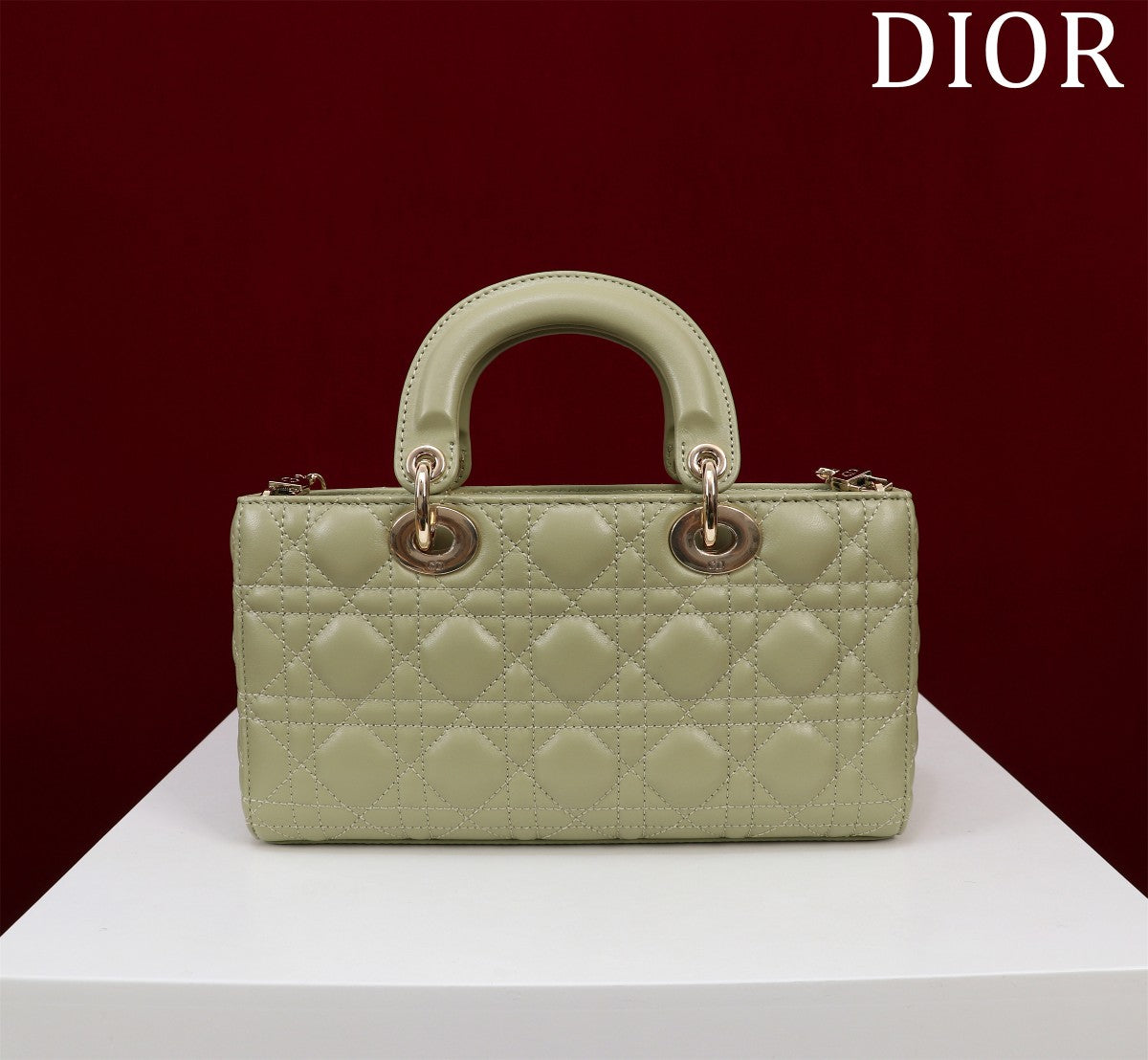 medium lady d-joy 26 khaki green lambskin