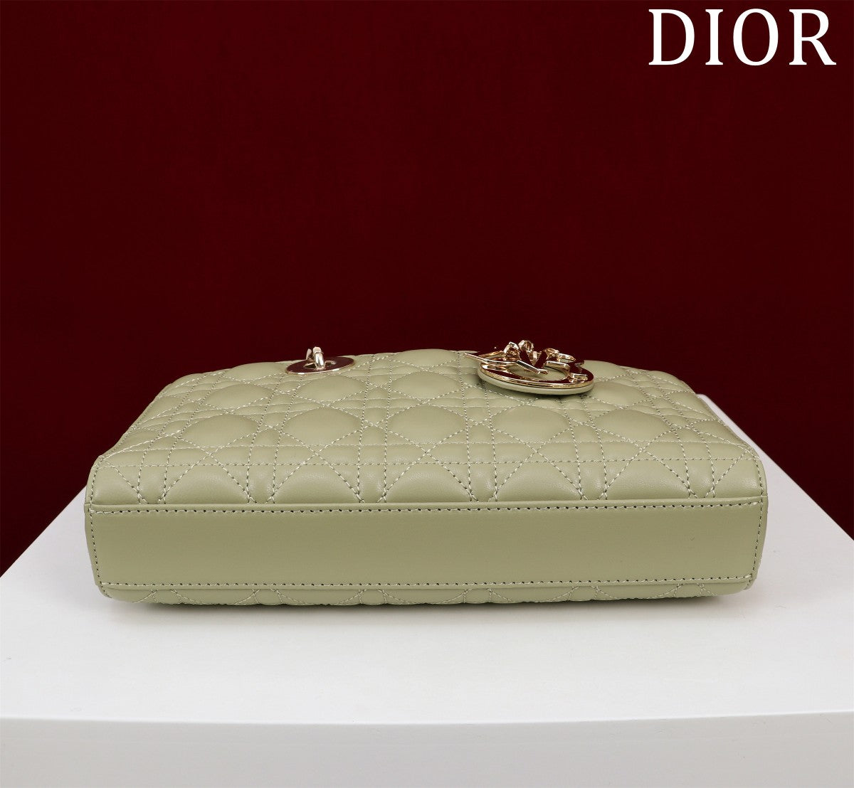 medium lady d-joy 26 khaki green lambskin