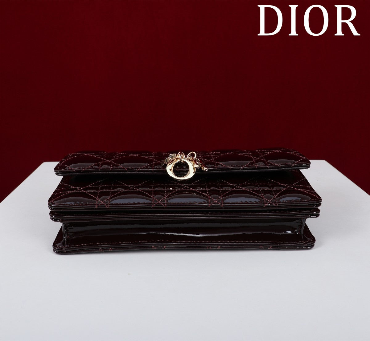 my cd mini 21 wine red patent calfskin