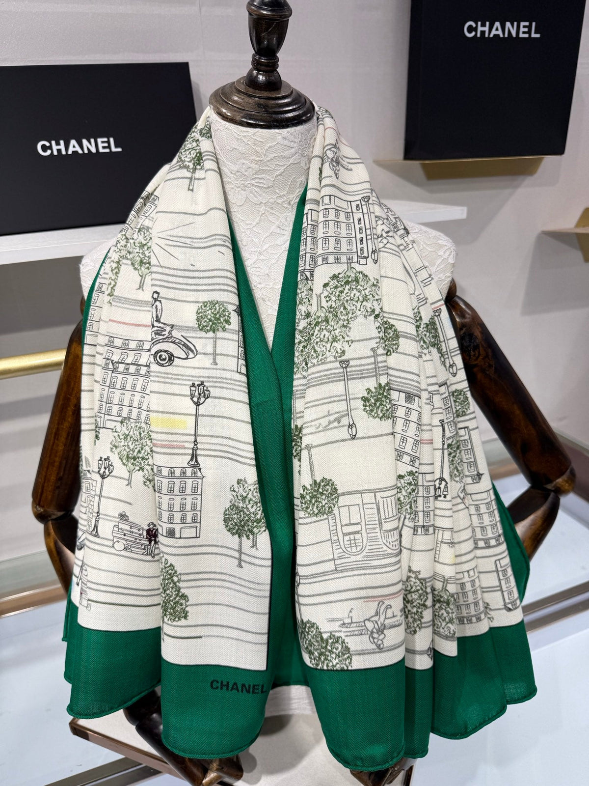 Chanel 2026 Landscape Motifs Scarf 140cm Cashmere Silk 218437